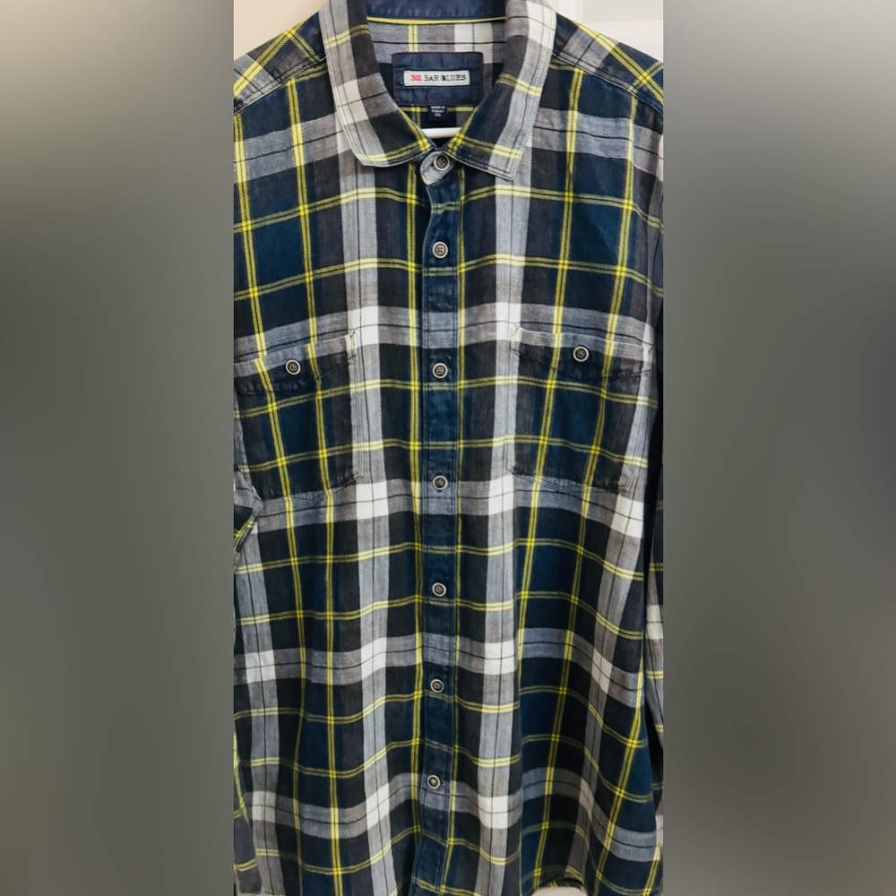 32 Bar Blues Multicolored 100% Cotton Men’s XXL Long Sleeve Button Up Shirt - Picture 4 of 7